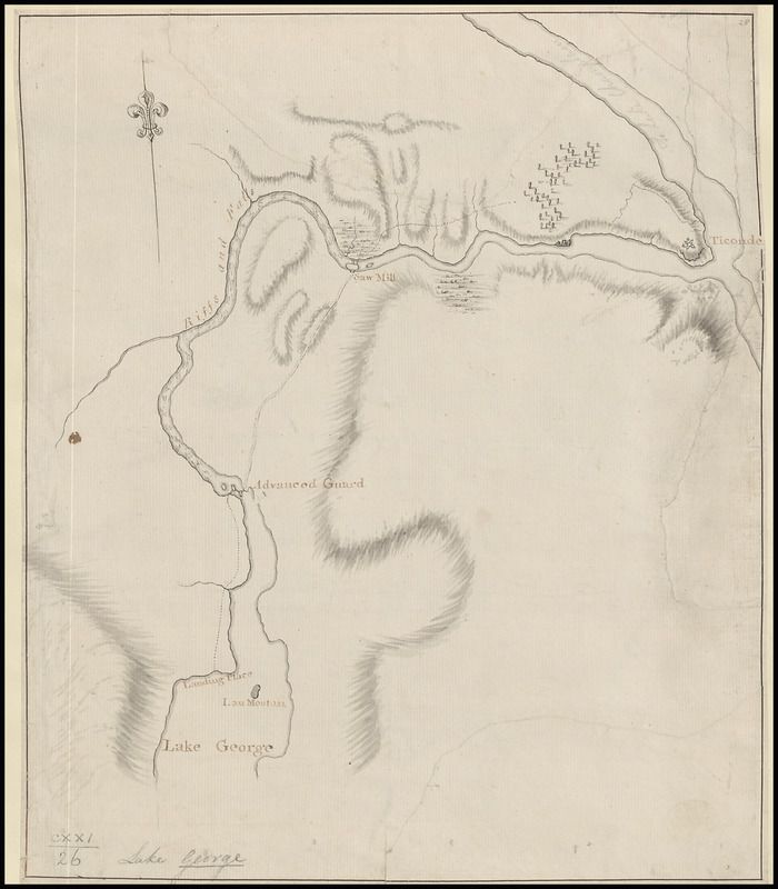 [A map showing the northern part of Lake George and Fort Ticonderoga]