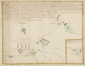 Plan of the Forts at the Onoida or Great Carrying Place in the Province of New York in North America built by Major Charles Craven by Order of William Shirley Esq.r when General and Commander in Chiefe of all His Majesty's Forces in North America; and afterwards destroyed by Major Gen.l Webb on 31st. August 1756. Also of General Webbs Encampment and Lines before his Retreat to the German Flatts