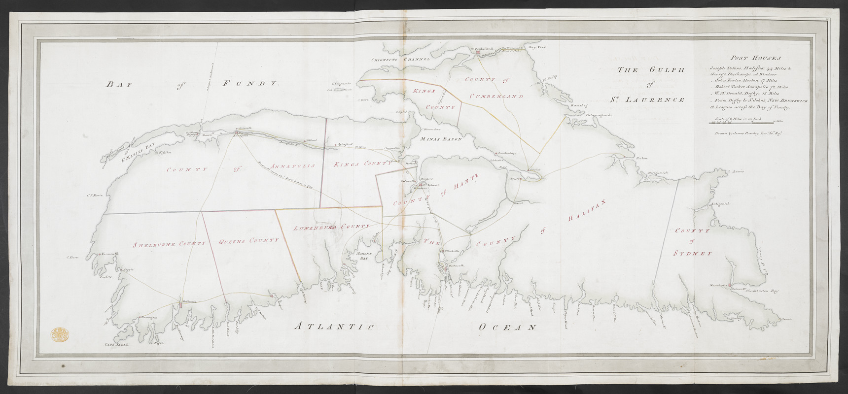 [A map of Nova Scotia showing the post roads]