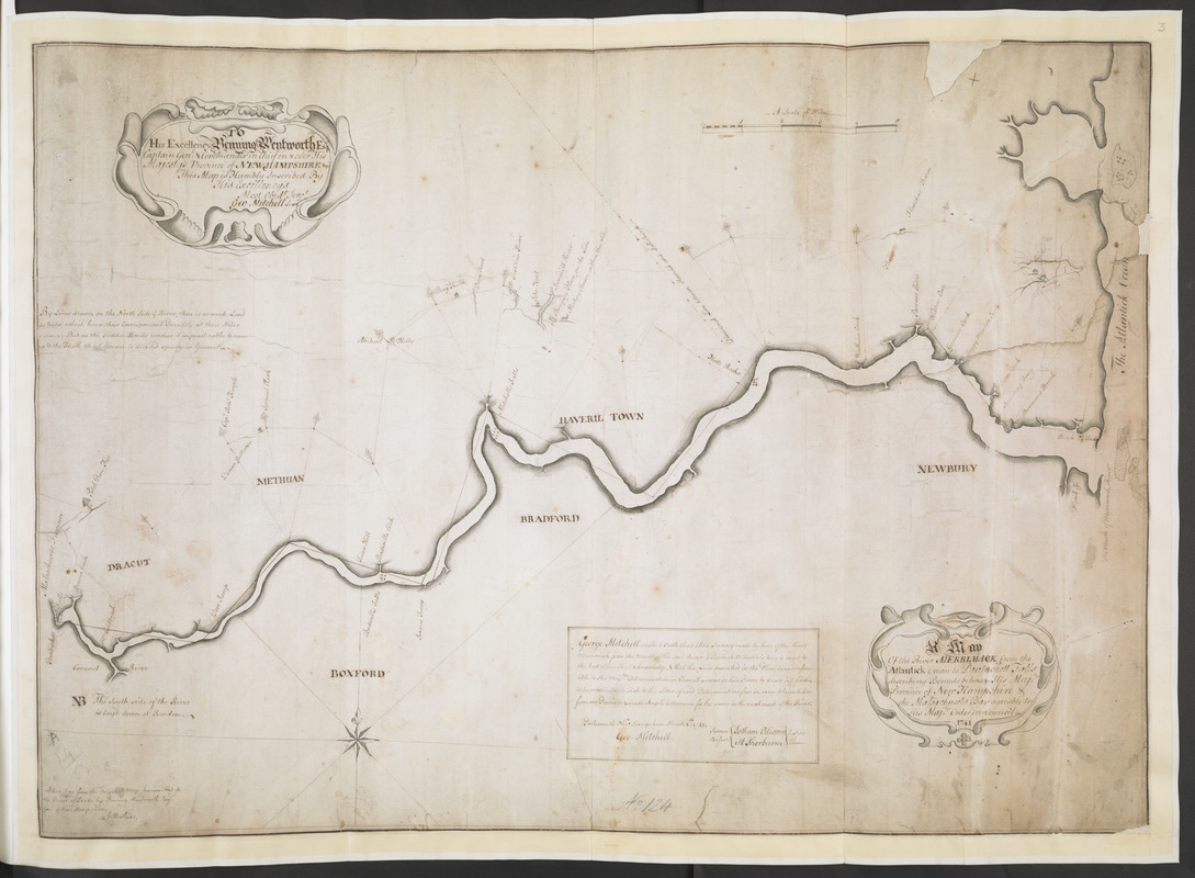 A Map Of the River MERRIMACK from the Atlantick Ocean to Pantuckett Falls describing bounds between His Maj:tys Province of New Hampshire & the Massachusets Bay agreable to His Maj:tys Order in Council 1741