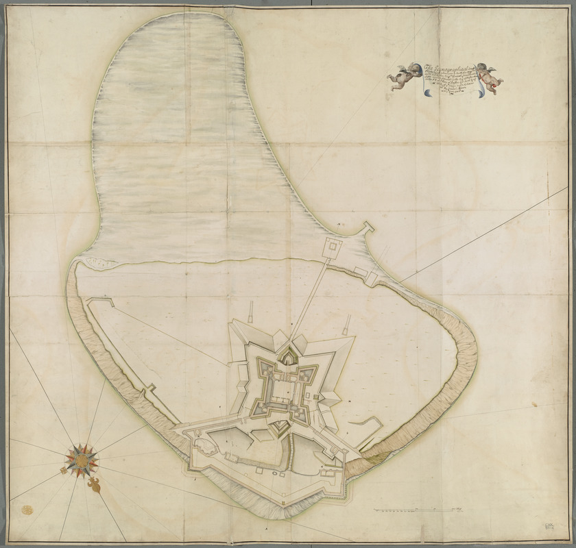 The Icqnographical draft of Castle Island where upon is built Her Maj.ties Castle and by Her Maj.ties Special Command named Castle William cituated in the bay of Boston three Miles S:E of ye town of Boston and South 3/4 of a Mile of ye Mean