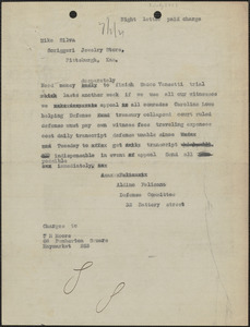 Aldino Felicani typed letter signed to Mike Silva, Boston, Mass., July 1, 1921