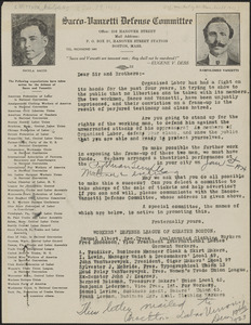 Adolph G. Wittner (Workers' Defense League of Greater Boston) typed letter (circular) to Brockton Labor Unions, Boston, Mass., [December 19, 1923]