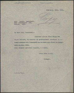 A.G. Wittner typed letter (copy) to Scenia Russakoff, Boston, Mass., February 28, 1924
