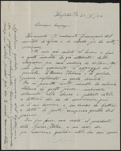 Virgilio Fragiacomo autograph letter signed, in Italian, to Sacco-Vanzetti Defense Committee, Hazleton, Pa., March 21, 1924