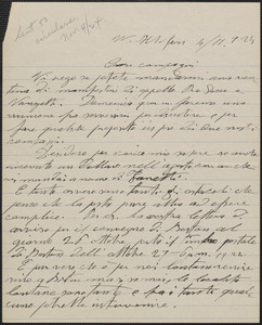G. Baracchi autograph letter signed, in Italian, to Sacco-Vanzetti Defense Committee, Hoboken, N.J., November 4, 1924