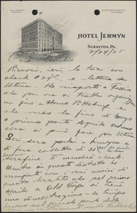 Joseph J. Ettor autograph letter signed, in Italian, to Emilio Coda, Scranton, Pa., February 24, 1925