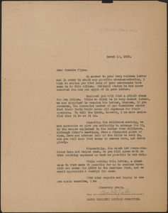 Amleto Fabbri (Sacco-Vanzetti Defense Committee) typed letter signed (copy) to Elizabeth Gurley Flynn, Boston, Mass., March 13, 1925