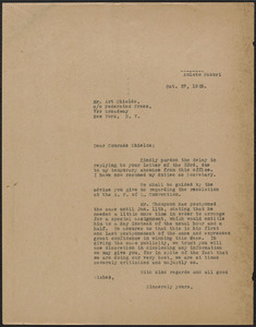 Amleto Fabbri typed letter (copy) to Art Shields (The Federated Press), Boston, Mass., October 27, 1925