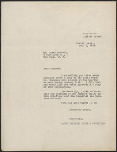Amleto Fabbri (Sacco-Vanzetti Defense Committee) typed letter (circular) to Roger N. Baldwin, Boston, Mass., January 8, 1926