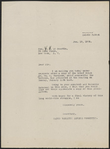 Amleto Fabbri typed letter (copy) to Fiorello H. La Guardia, Boston, Mass., January 19, 1926