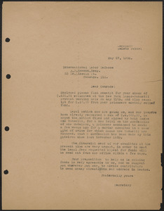 Amleto Fabbri typed letter (copy) to James P. Cannon (International Labor Defense), Boston, Mass., May 27, 1926