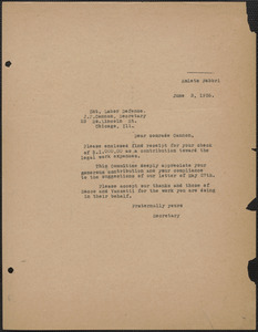 Amleto Fabbri typed letter (copy) to James P. Cannon (International Labor Defense), Boston, Mass., June 3, 1926