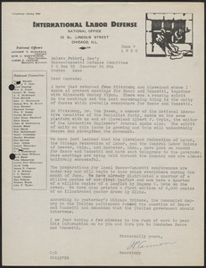 James P. Cannon (International Labor Defense) typed letter signed to Amleto Fabbri, Chicago, Ill., June 7, 1926