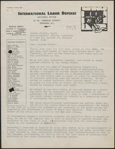 James P. Cannon (International Labor Defense) typed letter signed to Amleto Fabbri, Chicago, Ill., June 26, 1926