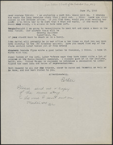 Lowell Esther (The Federated Press) typed letter signed to Amleto Fabbri, New York, N.Y., June 30, 1926