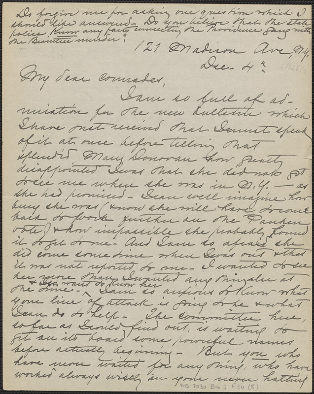 Mary C. Trask autograph letter signed to Sacco-Vanzetti Defense ...