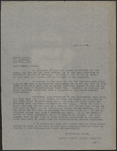 Sacco-Vanzetti Defense Committee typed letter (copy) to Esther Lowell, Boston, Mass., January 4, 1927