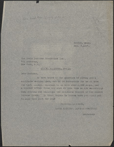 Joseph Moro (Sacco-Vanzetti Defense Committee) typed letter (copy) to India Freedom Foundation, Inc. Attention: Sailendra N. Ghose, Boston, Mass., February 3, 1927