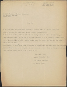Angelo Crisafi typed letter to Sacco-Vanzetti Defense Committee, New Haven, Conn., approximately [April 26, 1927]