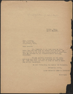 Joseph Moro (Sacco-Vanzetti Defense Committee) typed letter (copy) to Mary D. Brite, Boston, Mass., April 28, 1927