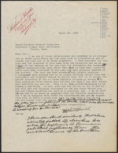 Stephen D. Parrish typed letter signed to Joseph Moro, Richmond, Ky., April 28, 1927