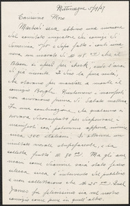 Giuseppe Spinelli typed letter signed, in Italian, to Joseph Moro, Mittineague, Mass., May 19, 1927
