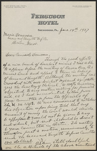 Girolamo Valenti autograph letter signed to May Donovan, Shenandoah, Pa., June 14, 1927