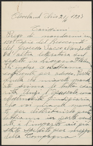Aeto Liberty (pseudonym) autograph letter signed, in Italian, to Sacco-Vanzetti Defense Committee, Cleveland, Ohio, June 21, 1927