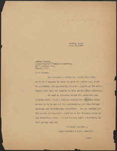 Sacco-Vanzetti Defense Committee typed letter (copy) to Arthur Newman (Sacco-Vanzetti Defense Committee, Newark), Boston, Mass., June 23, 1927