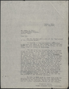 Sacco-Vanzetti Defense Committee typed letter (copy) to Charles L. Hill, Boston, Mass., July 29, 1927