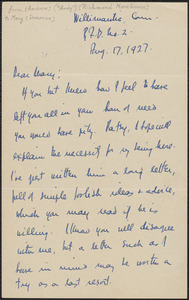 Andrew "Andy" R. Morehouse autograph letter signed to Mary Donovan, Willamette, Conn., August 17, 1927