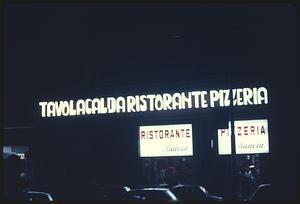 Restaurant, night, likely Rome