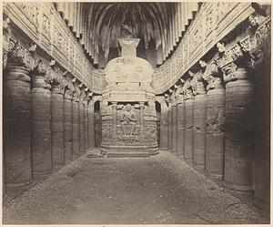 Interior of Buddhist chaitya hall, Cave XXVI, Ajanta