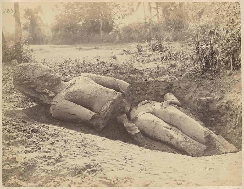 Statue lying on the ground near the Mosque of Abu Nasir Khan, Jajpur, India