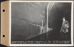 Contract No. 17, West Portion, Wachusett-Coldbrook Tunnel, Rutland, Oakham, Barre, looking east in Quabbin Aqueduct at Sta. 722+28 on north wall, west of the Ware River Intake, Barre, Mass., Oct. 7, 1937