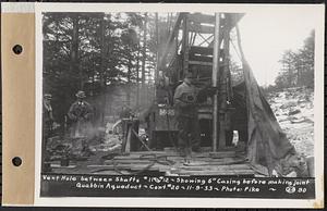 Contract No. 20, Coldbrook-Swift Tunnel, Barre, Hardwick, Greenwich, vent hole between Shafts 11 and 12, showing 6 in. casing before making joint, Quabbin Aqueduct, Hardwick, Mass., Nov. 9, 1933