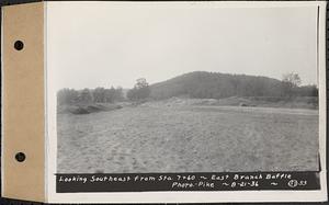 Contract No. 51, East Branch Baffle, Site of Quabbin Reservoir, Greenwich, Hardwick, looking southeast from Sta. 7+60, east branch baffle, Hardwick, Mass., Aug. 21, 1936