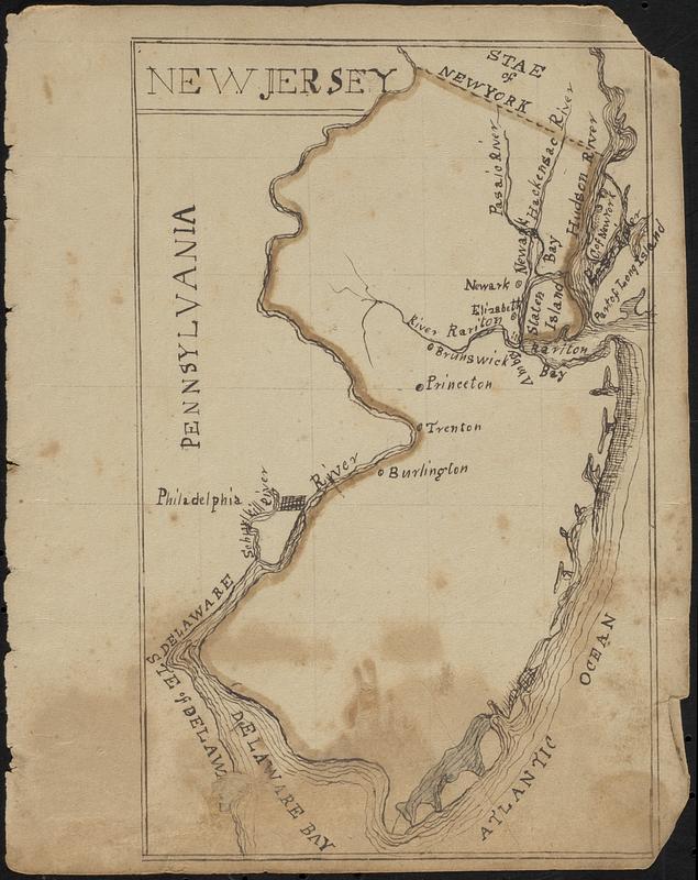 Manuscript maps of U.S. states, possibly drawn by a schoolchild