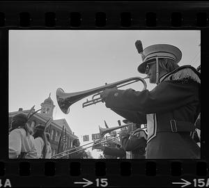 Marching band playing for President Ford in Exeter, New Hampshire