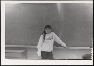 Carmen in class at Cambridge Rindge and Latin School (CRLS)