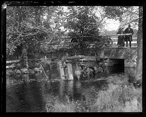 Car overturned in water