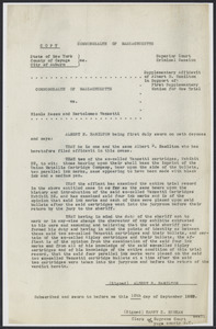 Sacco-Vanzetti Case Records, 1920-1928. Defense Papers. Affidavits of Albert Hamilton, 1923. Box 16, Folder 3, Harvard Law School Library, Historical & Special Collections