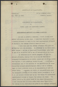 Sacco-Vanzetti Case Records, 1920-1928. Defense Papers. Supplementary Affidavit of Albert H. Hamilton, December 6, 1923. Box 16, Folder 7, Harvard Law School Library, Historical & Special Collections