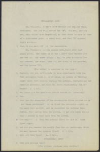 Sacco-Vanzetti Case Records, 1920-1928. Defense Papers. Testimony of William H. Proctor, n.d. Box 16, Folder 15, Harvard Law School Library, Historical & Special Collections