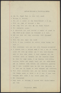 Sacco-Vanzetti Case Records, 1920-1928. Defense Papers. Testimony of William H. Proctor, n.d. Box 16, Folder 16, Harvard Law School Library, Historical & Special Collections