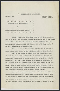 Sacco-Vanzetti Case Records, 1920-1928. Defense Papers. Deposition of Everett Field, August 1923. Box 16, Folder 23, Harvard Law School Library, Historical & Special Collections
