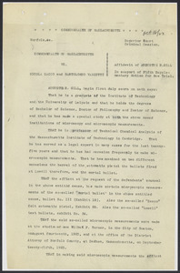 Sacco-Vanzetti Case Records, 1920-1928. Defense Papers. Affidavit of Augustus H. Gill, September 27, 1923. Box 16, Folder 24, Harvard Law School Library, Historical & Special Collections
