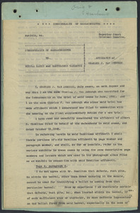 Sacco-Vanzetti Case Records, 1920-1928. Defense Papers. Affidavit of Charles J. van Amburgh, n.d. Box 16, Folder 32, Harvard Law School Library, Historical & Special Collections