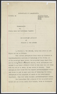 Sacco-Vanzetti Case Records, 1920-1928. Defense Papers. Supplementary Affidavit of Charles J. van Amburgh, November 12, 1923. Box 16, Folder 33, Harvard Law School Library, Historical & Special Collections